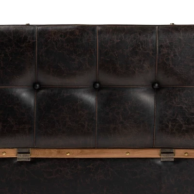 Gendry Faux Leather Upholstered And Wood Large Storage Ottoman Dark Brown/Oak Brown - Baxton Studio 4 Gendry Faux Leather Upholstered And Wood Large Storage Ottoman Dark Brown/Oak Brown - Baxton Studio - Image 4