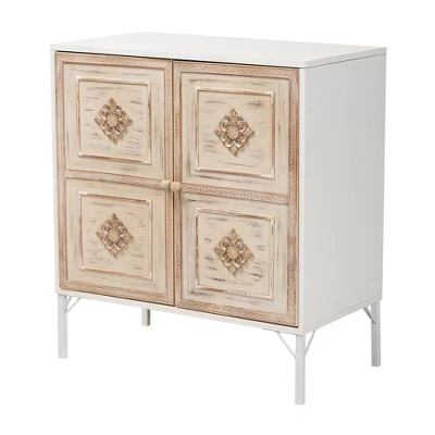 Favian Two-Tone Wood And Metal 2 Door Sideboard Dining Cabinet White/Weathered Brown - Baxton Studio 3 Favian Two-Tone Wood And Metal 2 Door Sideboard Dining Cabinet White/Weathered Brown - Baxton Studio - Image 3