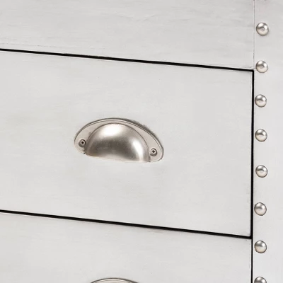 Serge Metal 3 Drawer Accent Storage Chest Silver - Baxton Studio 6 Serge Metal 3 Drawer Accent Storage Chest Silver - Baxton Studio - Image 6