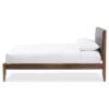 Leyton Mid-Century Modern Fabric Upholstered Platform Bed Gray/Walnut Brown - Baxton Studio