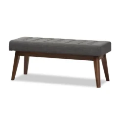 Elia Mid Century Modern Walnut Wood Fabric Button Tufted Bench - Baxton Studio 18 Elia Mid Century Modern Walnut Wood Fabric Button Tufted Bench - Baxton Studio -Baxton Studio GUEST a33d6801 002b 4af9 90aa c2f3df7ebb49