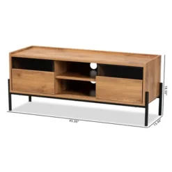 Tasman Wood And Metal 2 Door TV Stand For TVs Up To 45" Natural Brown/Black - Baxton Studio 17 Tasman Wood And Metal 2 Door TV Stand For TVs Up To 45" Natural Brown/Black - Baxton Studio -Baxton Studio GUEST a4196413 afc2 427e 9c4d f3c0e7bb6baa