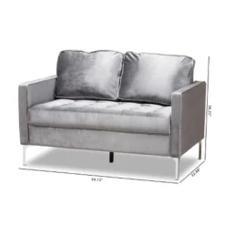 Baxton Studio Clara Velvet Fabric Upholstered 2 Seater Loveseat Gray - BaxtonStudio 13 Baxton Studio Clara Velvet Fabric Upholstered 2 Seater Loveseat Gray - BaxtonStudio -Baxton Studio GUEST a4715d64 87a8 4209 937c d4e7827fb55a