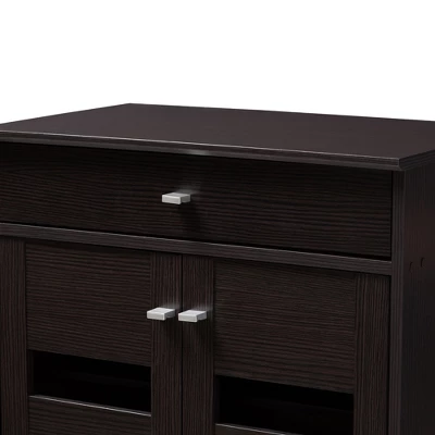 Acadia Modern And Contemporary Finished Shoe Cabinet Dark Brown - Baxton Studio 4 Acadia Modern And Contemporary Finished Shoe Cabinet Dark Brown - Baxton Studio - Image 4