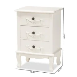 Callen Wood 3 Drawer Nightstand White - Baxton Studio -Baxton Studio GUEST a55a867e f815 4127 b334 e39c52c89424
