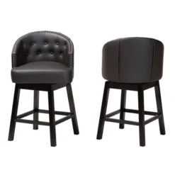 2pc Theron Faux Leather And Wood Swivel Counter Stool Set - Baxton Studio 17 2pc Theron Faux Leather And Wood Swivel Counter Stool Set - Baxton Studio -Baxton Studio GUEST a57bc644 a2e1 4654 97a6 c5a48a85cc3b