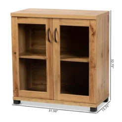 Zentra Wood 2 Door Storage Cabinet With Glass Doors Oak Brown/Black - Baxton Studio 17 Zentra Wood 2 Door Storage Cabinet With Glass Doors Oak Brown/Black - Baxton Studio -Baxton Studio GUEST a5a2030b 49f8 40df 8a67 56ea16a08aa7