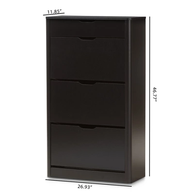 Cayla Modern And Contemporary Wood Shoe Cabinet - Black - Baxton Studio 7 Cayla Modern And Contemporary Wood Shoe Cabinet - Black - Baxton Studio - Image 7