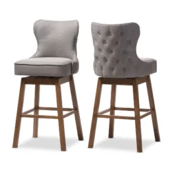 Gradisca Modern And Contemporary Wood Finishing Upholstered Barstools Set Of 2 - Baxton Studio -Baxton Studio GUEST a60a49a1 cba3 413b 913e bf2eb4ed3f83