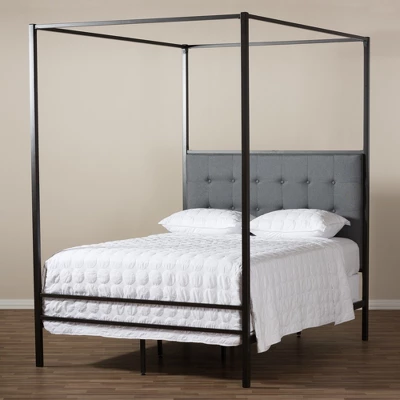 Queen Eleanor Vintage Industrial Finished Metal Canopy Bed Black - Baxton Studio 6 Queen Eleanor Vintage Industrial Finished Metal Canopy Bed Black - Baxton Studio - Image 6