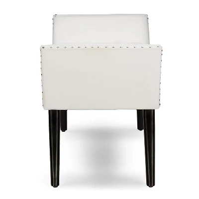 Tamblin Modern And Contemporary Faux Leather Upholstered Large Ottoman Seating Bench - White - Baxton Studio 2 Tamblin Modern And Contemporary Faux Leather Upholstered Large Ottoman Seating Bench - White - Baxton Studio - Image 2