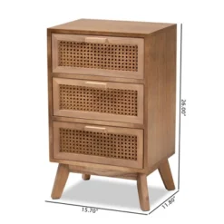 Baden Wood With Rattan 3 Drawer Nightstand Walnut Brown - Baxton Studio 21 Baden Wood With Rattan 3 Drawer Nightstand Walnut Brown - Baxton Studio -Baxton Studio GUEST a73b4b54 0fea 4149 a244 9ba77b76a6b9