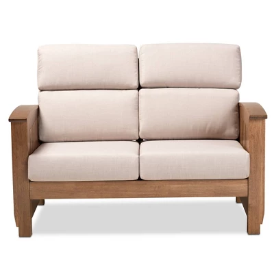 Charlotte Fabric Upholstered Wood 2 Seater Loveseat Taupe/Brown - Baxton Studio 1 Charlotte Fabric Upholstered Wood 2 Seater Loveseat Taupe/Brown - Baxton Studio