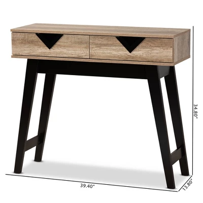 Wales Wood 2 Drawer Console Table Light Brown - Baxton Studio 9 Wales Wood 2 Drawer Console Table Light Brown - Baxton Studio - Image 9