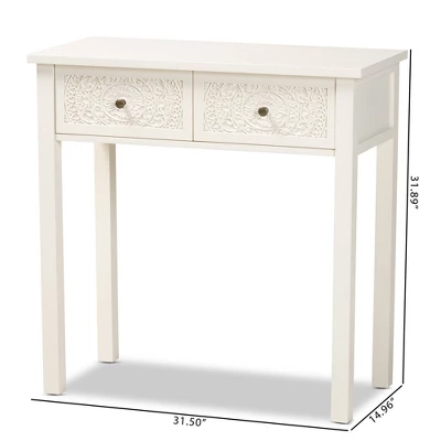 Lambert Wood 2 Drawer Console Table White - Baxton Studio 8 Lambert Wood 2 Drawer Console Table White - Baxton Studio - Image 8