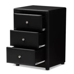 Tessa Faux Leather Upholstered 3 Drawer Nightstand Black - Baxton Studio -Baxton Studio GUEST a80a54b6 8dd4 4239 9d5e 8d48868ddd4a