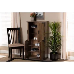 4 Door Cyrille Wood Shoe Cabinet Brown - Baxton Studio 12 4 Door Cyrille Wood Shoe Cabinet Brown - Baxton Studio -Baxton Studio GUEST a80f24ef 44cb 4c8c 95c5 8d24a5e2e2d8