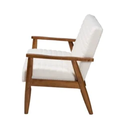 Stratton Boucle Fabric And Wood Loveseat White/Walnut Brown - Baxton Studio -Baxton Studio GUEST a8146ab7 db69 48af 9f6b a9b3af435923