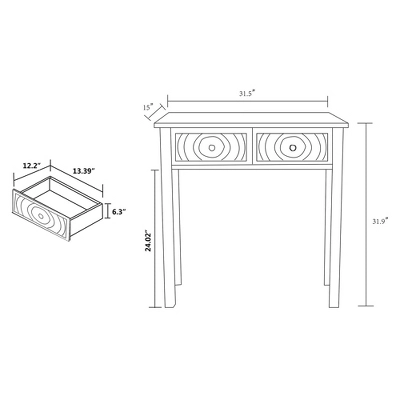 Lambert Wood 2 Drawer Console Table White - Baxton Studio 6 Lambert Wood 2 Drawer Console Table White - Baxton Studio - Image 6