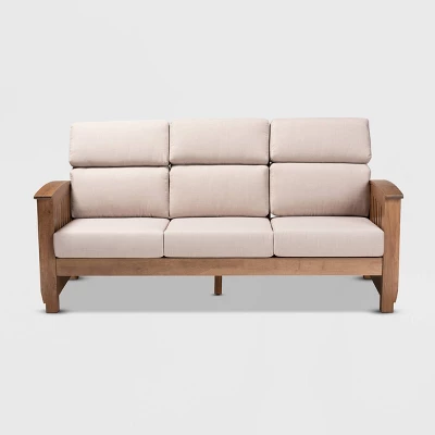 Charlotte Fabric Upholstered Wood 3 Seater Sofa Taupe/Brown - Baxton Studio 1 Charlotte Fabric Upholstered Wood 3 Seater Sofa Taupe/Brown - Baxton Studio