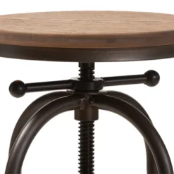 Baxton Studio Aline Wood And Rust Finished Steel Adjustable Swivel Barstool Brown - BaxtonStudio -Baxton Studio GUEST a8917161 3836 4a1c 9ebf f617256b3185
