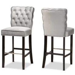 2pc Daphne Velvet Fabric Upholstered And Wood Counter Height Barstool Set - Baxton Studio 17 2pc Daphne Velvet Fabric Upholstered And Wood Counter Height Barstool Set - Baxton Studio -Baxton Studio GUEST a8cea90d 53cc 427f 9e61 81ce00d4d249