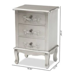 Callen Brushed Wood 3 Drawer Nightstand Silver - Baxton Studio 17 Callen Brushed Wood 3 Drawer Nightstand Silver - Baxton Studio -Baxton Studio GUEST a935c0f3 6d8c 4b87 a8fe 095b902430f5