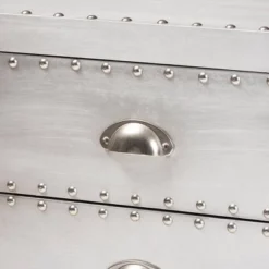 Claude Metal 3 Drawer Nightstand Silver - Baxton Studio: Vintage-Inspired, Rivet Detail, Fully Assembled -Baxton Studio GUEST a93df8cc 6e4b 4a4f 83fd e3bddfee7e1e