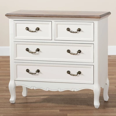 Amalie 4 Drawer Accent Dresser White/Oak - Baxton Studio 8 Amalie 4 Drawer Accent Dresser White/Oak - Baxton Studio - Image 8