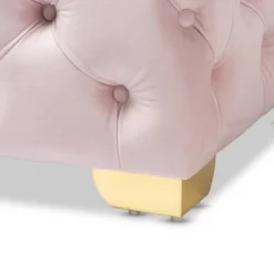 Avara Velvet Finished Button Tufted Ottoman Pink - Baxton Studio