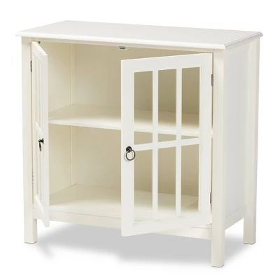 Kendall Wood And Glass Kitchen Cabinet White - Baxton Studio 1 Kendall Wood And Glass Kitchen Cabinet White - Baxton Studio