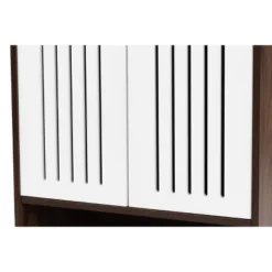 2 Door Meike Two-Tone Wood Shoe Cabinet Walnut/White - Baxton Studio -Baxton Studio GUEST a9934663 f7ef 4698 bfb1 79ed29a98c64