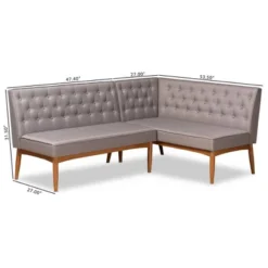 2pc Riordan Fabric Upholstered And Wood Dining Nook Banquette Set Gray/Walnut Brown - Baxton Studio -Baxton Studio GUEST a9f6e8c9 2d0b 42c5 bd26 c98e8160f5fd