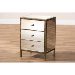 Baxton Studio Nouria Mirrored 3 Drawer Nightstand Bedside Table Silver - BaxtonStudio 8 Baxton Studio Nouria Mirrored 3 Drawer Nightstand Bedside Table Silver - BaxtonStudio -Baxton Studio GUEST aa117542 882e 4796 bea8 12b178d5a4ad