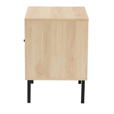 Caterina Wood And Natural Rattan 1 Door End Table Natural Brown/Black - Baxton Studio 4 Caterina Wood And Natural Rattan 1 Door End Table Natural Brown/Black - Baxton Studio - Image 4