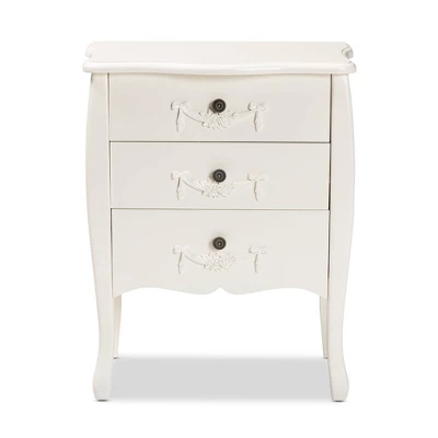 Eliya Wood 3 Drawer Storage Cabinet White - Baxton Studio 3 Eliya Wood 3 Drawer Storage Cabinet White - Baxton Studio - Image 3