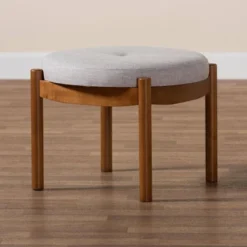 Iliana Fabric And Wood Ottoman Footstool Grayish Beige/Walnut Brown - Baxton Studio: Japandi Inspired, Rubberwood Frame, Button-Tufted 11 Iliana Fabric And Wood Ottoman Footstool Grayish Beige/Walnut Brown - Baxton Studio: Japandi Inspired, Rubberwood Frame, Button-Tufted -Baxton Studio GUEST aaa55889 71ab 46ca bbed 5c3c190e3d0b