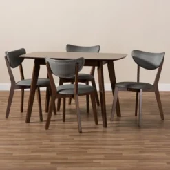 5pc Hadrea Mid Century Modern Walnut Finished Fabric Upholstered Dining Set Dark Gray - Baxton Studio 8 5pc Hadrea Mid Century Modern Walnut Finished Fabric Upholstered Dining Set Dark Gray - Baxton Studio -Baxton Studio GUEST aaafbe5d a366 4cf9 8d27 a51eb633d0af