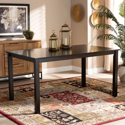 Eveline Rectangular Wood Dining Table Espresso - Baxton Studio 3 Eveline Rectangular Wood Dining Table Espresso - Baxton Studio - Image 3