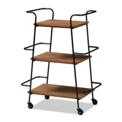 Small Bernard Rustic Industrial Metal And Wood 3 Tier Mobile Wine Bar Cart Black/Walnut - Baxton Studio 12 Small Bernard Rustic Industrial Metal And Wood 3 Tier Mobile Wine Bar Cart Black/Walnut - Baxton Studio -Baxton Studio GUEST aad8ced7 2eef 48ae 8fd5 fe2d0c700e29