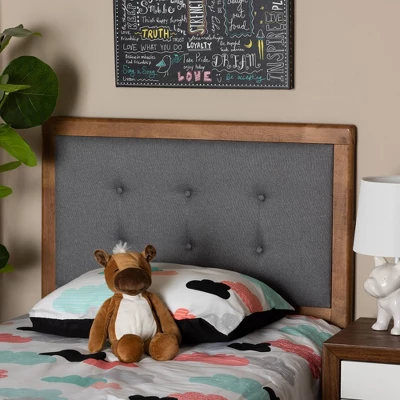 Twin Sarine Fabric Upholstered And Wood Headboard Dark Gray - Baxton Studio 2 Twin Sarine Fabric Upholstered And Wood Headboard Dark Gray - Baxton Studio - Image 2