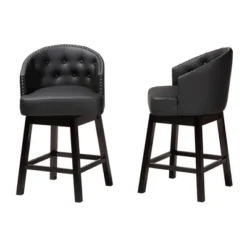 2pc Theron Faux Leather And Wood Swivel Counter Stool Set - Baxton Studio 12 2pc Theron Faux Leather And Wood Swivel Counter Stool Set - Baxton Studio -Baxton Studio GUEST ab77e7ef 5614 4b57 b470 429ff6e8b715