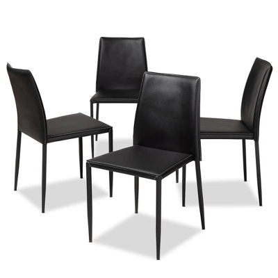 Set Of 4 Pascha Modern And Contemporary Faux Leather Upholstered Dining Chairs - Baxton Studio 5 Set Of 4 Pascha Modern And Contemporary Faux Leather Upholstered Dining Chairs - Baxton Studio - Image 5