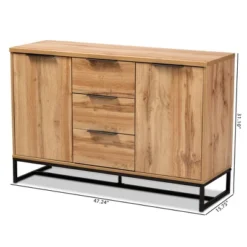 Reid Wood & Metal 3 Drawer Sideboard Buffet Oak/Black - Baxton Studio 16 Reid Wood & Metal 3 Drawer Sideboard Buffet Oak/Black - Baxton Studio -Baxton Studio GUEST ac35d1cc 90ec 4450 a26f 1c16c7d2ef0d