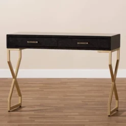 Carville Faux Leather Finished 2 Drawer Console Table Brown - Baxton Studio 13 Carville Faux Leather Finished 2 Drawer Console Table Brown - Baxton Studio -Baxton Studio GUEST ac3aa3b1 6227 426a 9db7 d23d5264272e