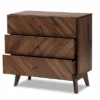 Hartman Wood 3 Drawer Storage Chest Walnut Brown - Baxton Studio