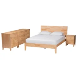 Baxton Studio King 4pc Hosea Carved Honeycomb Bedroom Set Natural -Baxton Studio GUEST ac47555d c295 40e6 87e7 2f0f7a6ae46f