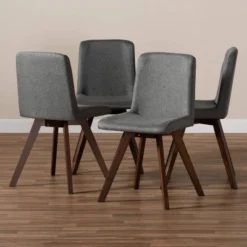 Set Of 4 Pernille Fabric Upholstered Walnut Finished Dining Chairs Gray/Walnut - Baxton Studio -Baxton Studio GUEST ac5562a7 2271 47e2 ab28 b8c3ae7aaf7f