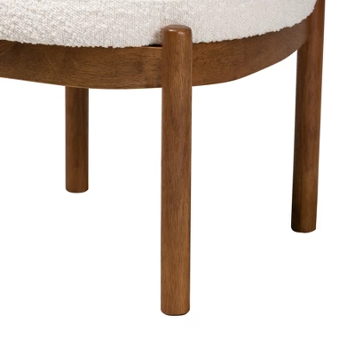 Baxton Studio Iliana Japandi Cream Boucle Fabric And Walnut Brown Finished Rubberwood Ottoman Footstool 3 Baxton Studio Iliana Japandi Cream Boucle Fabric And Walnut Brown Finished Rubberwood Ottoman Footstool - Image 3