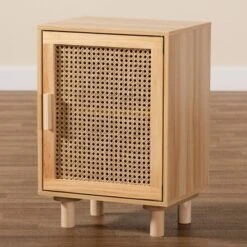 Maclean Rattan Wood 1 Door Nightstand Natural/Brown - Baxton Studio -Baxton Studio GUEST ad57f06c 5698 4bd5 91e4 2253cff09f40